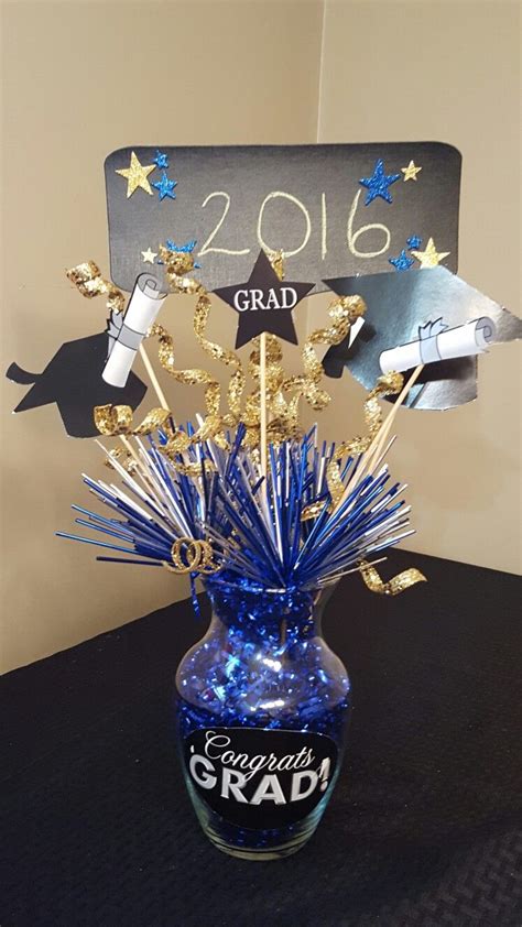 blue and gold graduation centerpieces|unique graduation centerpieces.